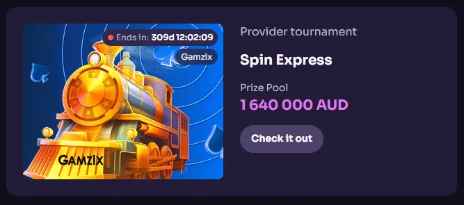 Spin Express provider tournament at WinSpirit — 1,640,000 AUD